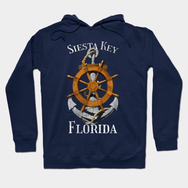 Siesta Key Florida Vacation Nautical Anchor Sailing Hoodie by macdonaldcreativestudios